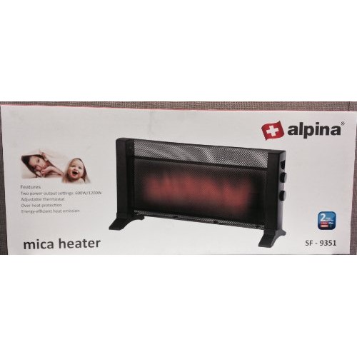 Alpina SF-9351 Electric Space Heater with Two Power Output Settings 600W / 1200 Watt - 220V / 240 Volt (Not for Use in Usa) - B001JFMHBA
